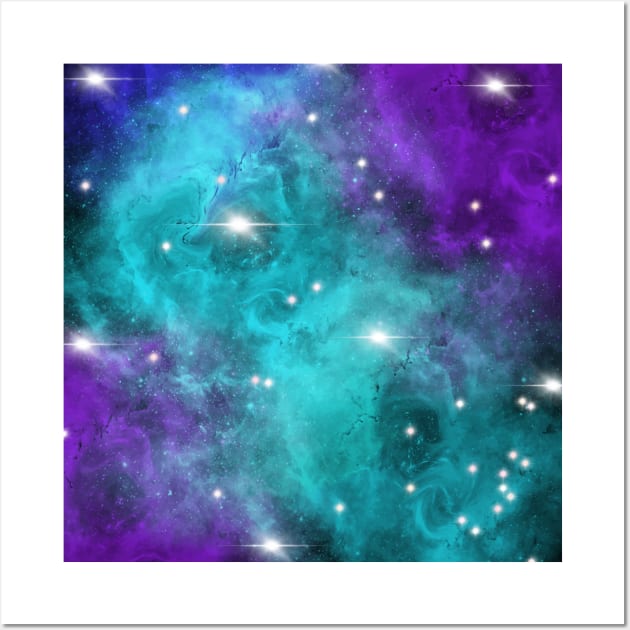 Purple Turquoise Star Nebula Space Galaxy Universe Wall Art by jodotodesign